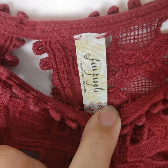 FREE PEOPLE Cut-Out Detail Lace Trim Mini Dress Sc - Picture 6 of 8